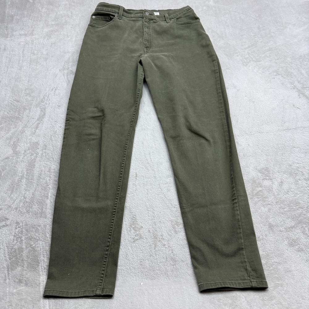 Levi's 550 Relaxed Fit Jeans Women 14 Long Olive Green Tapered Leg Hi Rise Denim